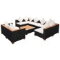 9-tlg. Garten-Lounge-Set mit Auflagen Poly Rattan Schwarz 9-tlg. Garten-Lounge-Set mit Auflagen Poly Rattan Schwarz