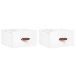 vidaXL Wand-Nachttische 2 Stk. Hochglanz-Weiß 35x35x20 cm
