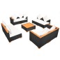 9-tlg. Garten-Lounge-Set mit Auflagen Poly Rattan Schwarz 9-tlg. Garten-Lounge-Set mit Auflagen Poly Rattan Schwarz