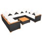 9-tlg. Garten-Lounge-Set mit Auflagen Poly Rattan Schwarz 9-tlg. Garten-Lounge-Set mit Auflagen Poly Rattan Schwarz