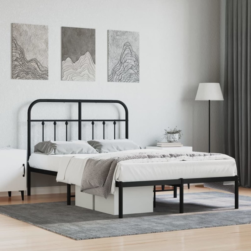 vidaXL Bettgestell mit Kopfteil Metall Schwarz 120x190 cm vidaXL Bettgestell mit Kopfteil Metall Schwarz 120x190 cm