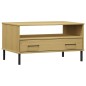 vidaXL Couchtisch OSLO mit Metallbeinen Braun 85x50x45 cm Massivholz vidaXL Couchtisch OSLO mit Metallbeinen Braun 85x50x45 cm Massivholz