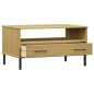 vidaXL Couchtisch OSLO mit Metallbeinen Braun 85x50x45 cm Massivholz vidaXL Couchtisch OSLO mit Metallbeinen Braun 85x50x45 cm Massivholz