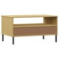 vidaXL Couchtisch OSLO mit Metallbeinen Braun 85x50x45 cm Massivholz vidaXL Couchtisch OSLO mit Metallbeinen Braun 85x50x45 cm Massivholz