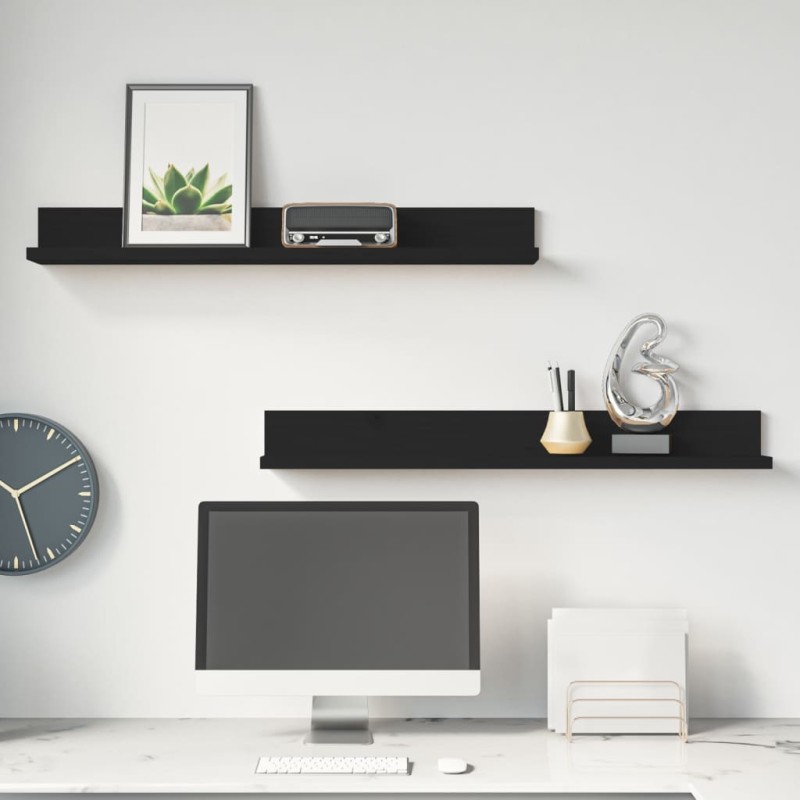 vidaXL Wandregale 2 Stk. Schwarz 80x11x9 cm Massivholz Kiefer vidaXL Wandregale 2 Stk. Schwarz 80x11x9 cm Massivholz Kiefer