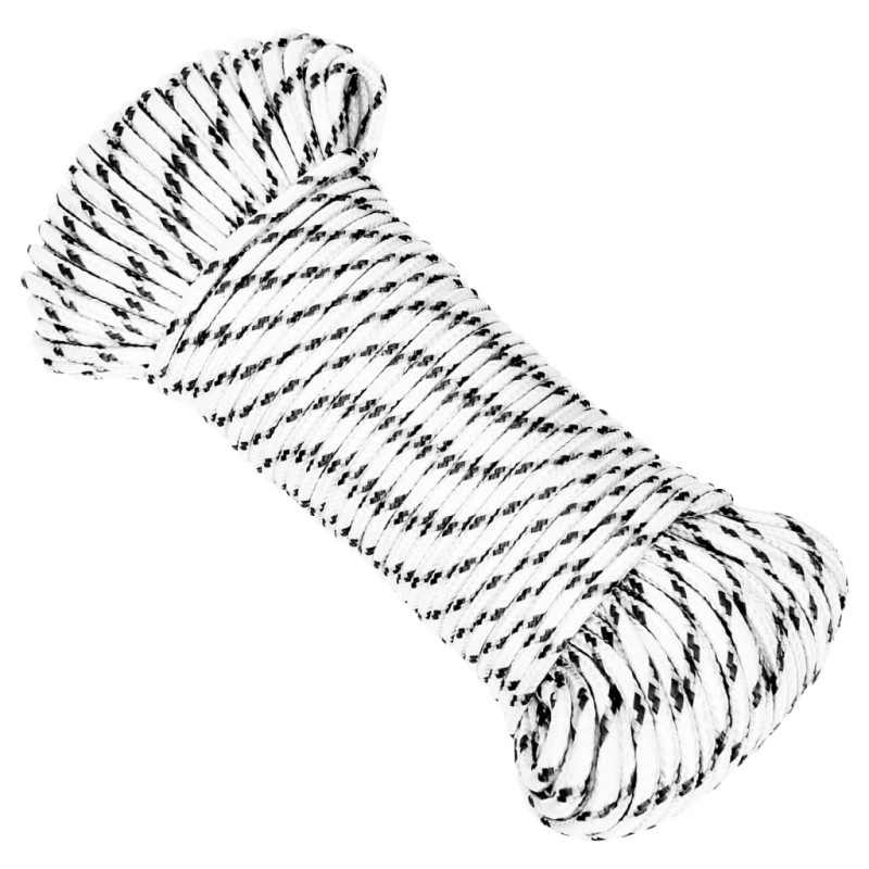 vidaXL Bootsseil Geflochten Weiß 5 mmx50 m Polyester vidaXL Bootsseil Geflochten Weiß 5 mmx50 m Polyester