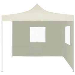 vidaXL Profi-Partyzelt Faltbar mit 2 Seitenwänden 2×2m Stahl Creme
