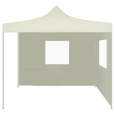 vidaXL Profi-Partyzelt Faltbar mit 2 Seitenwänden 2×2m Stahl Creme