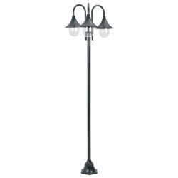 vidaXL Garten-Pollerleuchte E27 220 cm Aluminium 3-Laterne Dunkelgrün 