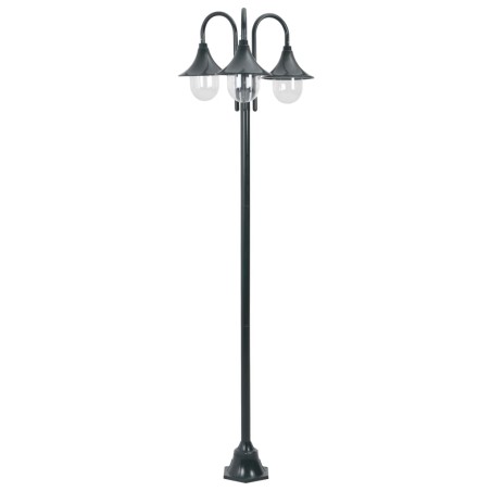 vidaXL Garten-Pollerleuchte E27 220 cm Aluminium 3-Laterne Dunkelgrün 