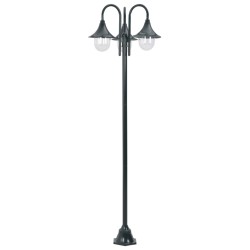 vidaXL Garten-Pollerleuchte E27 220 cm Aluminium 3-Laterne Dunkelgrün 