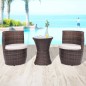 3-tlg. Bistro-Set mit Auflagen Poly Rattan Braun 3-tlg. Bistro-Set mit Auflagen Poly Rattan Braun