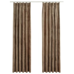 vidaXL Verdunkelungsvorhänge mit Haken 2 Stk. Samt Beige 140x175cm
