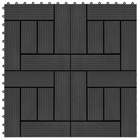 vidaXL Terrassenfliesen 11 Stück WPC 30 x 30 cm 1 qm Schwarz