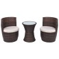 3-tlg. Bistro-Set mit Auflagen Poly Rattan Braun 3-tlg. Bistro-Set mit Auflagen Poly Rattan Braun