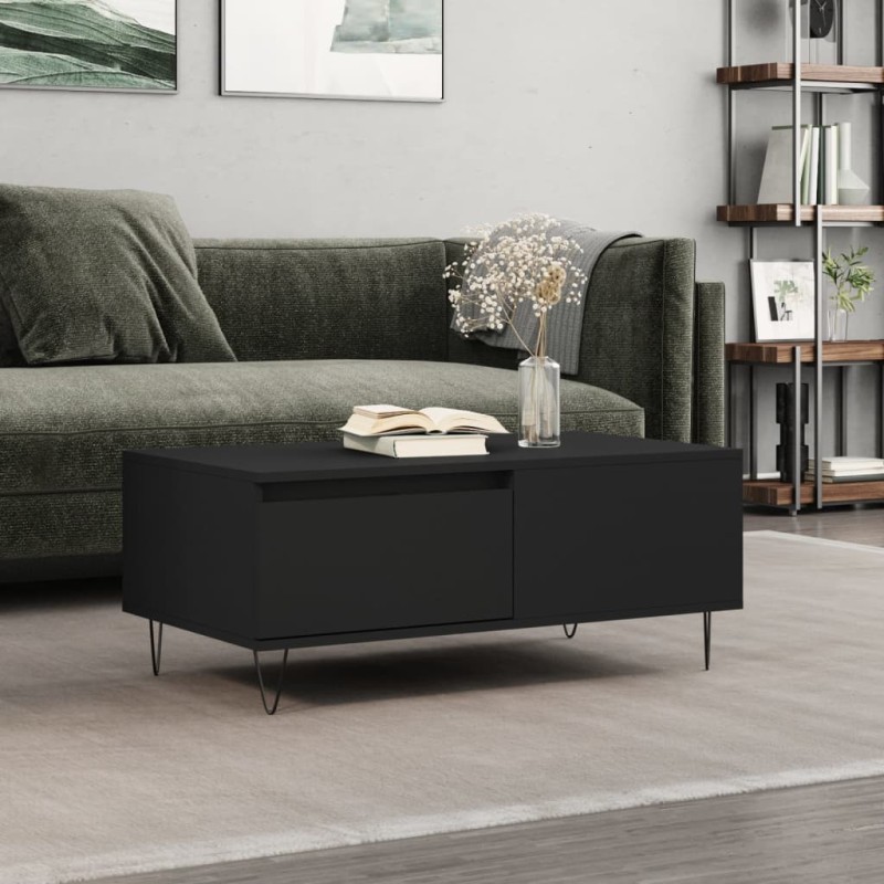 vidaXL Couchtisch Schwarz 90x50x36,5 cm Holzwerkstoff vidaXL Couchtisch Schwarz 90x50x36,5 cm Holzwerkstoff