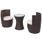 3-tlg. Bistro-Set mit Auflagen Poly Rattan Braun 3-tlg. Bistro-Set mit Auflagen Poly Rattan Braun