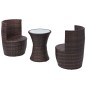 3-tlg. Bistro-Set mit Auflagen Poly Rattan Braun 3-tlg. Bistro-Set mit Auflagen Poly Rattan Braun