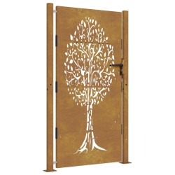 vidaXL Gartentor 105x180 cm Cortenstahl Baum-Design