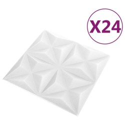 vidaXL 3D-Wandpaneele 24 Stk. 50x50 cm Origami-Weiß 6 m²