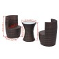 3-tlg. Bistro-Set mit Auflagen Poly Rattan Braun 3-tlg. Bistro-Set mit Auflagen Poly Rattan Braun