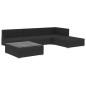 5-tlg. Garten-Lounge-Set mit Auflagen Poly Rattan Schwarz 5-tlg. Garten-Lounge-Set mit Auflagen Poly Rattan Schwarz