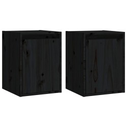 vidaXL Wandschränke 2 Stk. Schwarz 30x30x40 cm Massivholz Kiefer