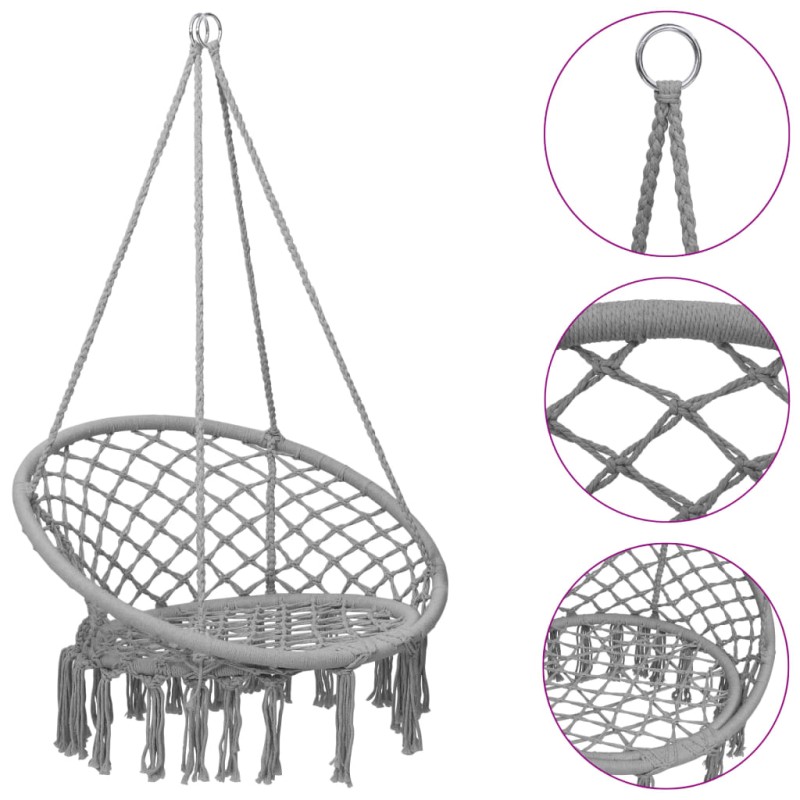 vidaXL Hängesessel 80 cm Grau vidaXL Hängesessel 80 cm Grau