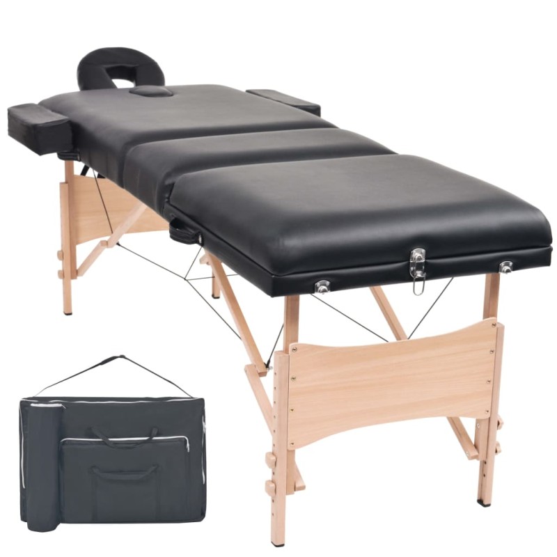 vidaXL Massageliege 3 Zonen Tragbar 10 cm Polsterung Schwarz vidaXL Massageliege 3 Zonen Tragbar 10 cm Polsterung Schwarz