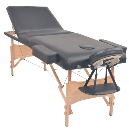 vidaXL Massageliege 3 Zonen Tragbar 10 cm Polsterung Schwarz