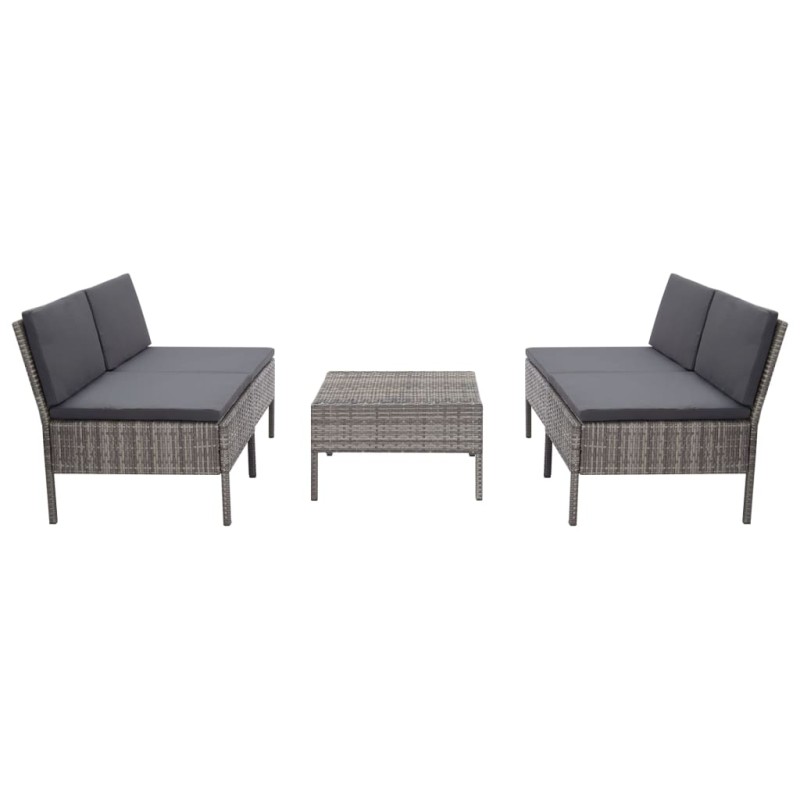 5-tlg. Garten-Sofagarnitur mit Auflagen Poly Rattan Grau 5-tlg. Garten-Sofagarnitur mit Auflagen Poly Rattan Grau