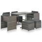7-tlg. Garten-Essgruppe mit Kissen Poly Rattan Grau 7-tlg. Garten-Essgruppe mit Kissen Poly Rattan Grau