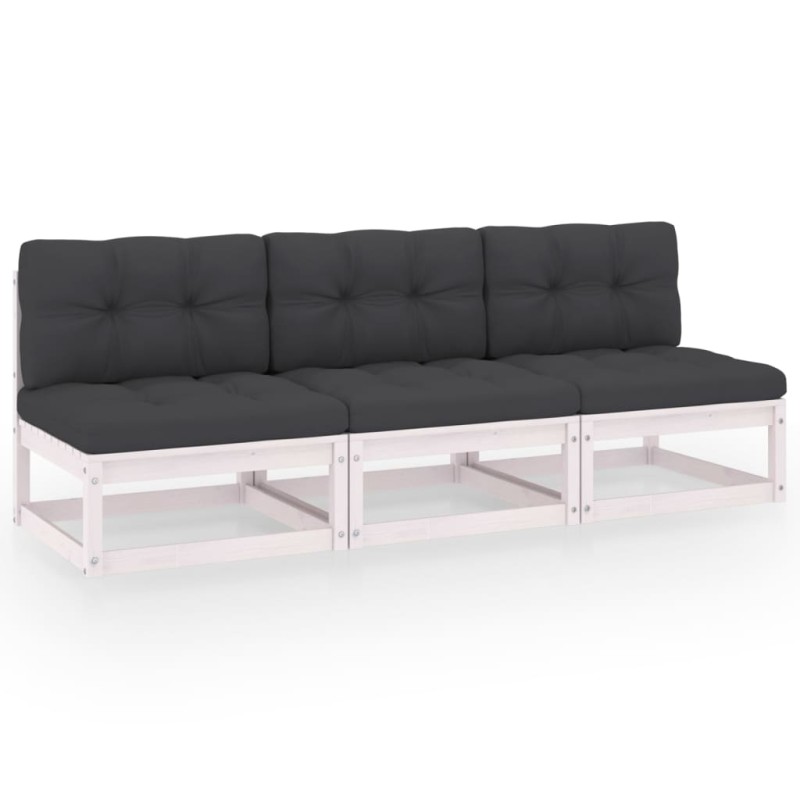 vidaXL 3-Sitzer-Sofa mit Kissen Kiefer Massivholz vidaXL 3-Sitzer-Sofa mit Kissen Kiefer Massivholz
