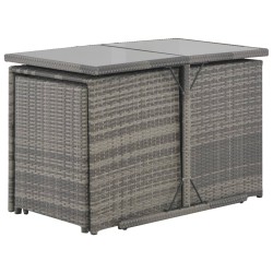 7-tlg. Garten-Essgruppe mit Kissen Poly Rattan Grau