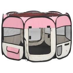 vidaXL Faltbarer Welpenlaufstall mit Tragetasche Rosa 90x90x58 cm 