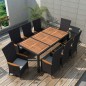 9-tlg. Garten-Essgruppe Poly Rattan Akazienholz Schwarz 9-tlg. Garten-Essgruppe Poly Rattan Akazienholz Schwarz