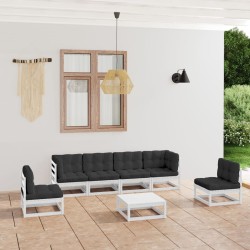 vidaXL 7-tlg. Garten-Lounge-Set mit Kissen Kiefer Massivholz