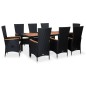 9-tlg. Garten-Essgruppe Poly Rattan Akazienholz Schwarz 9-tlg. Garten-Essgruppe Poly Rattan Akazienholz Schwarz