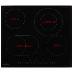 vidaXL Glaskeramik-Kochfeld mit 4 Platten Touch Control 6600 W
