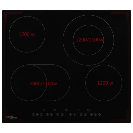 vidaXL Glaskeramik-Kochfeld mit 4 Platten Touch Control 6600 W