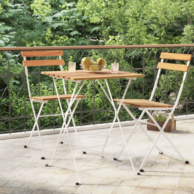 vidaXL Bistrotisch Klappbar 55x54x71 cm Massivholz Akazie und Stahl vidaXL Bistrotisch Klappbar 55x54x71 cm Massivholz Akazie und Stahl