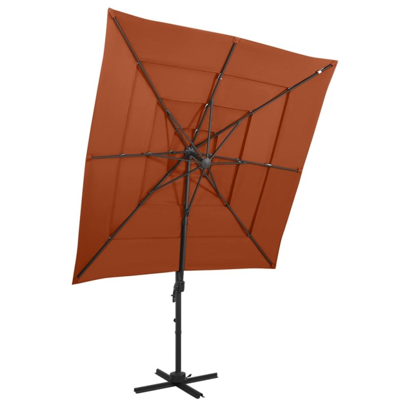 vidaXL Sonnenschirm mit Aluminium-Mast 4-lagig Terrakotta 250x250cm vidaXL Sonnenschirm mit Aluminium-Mast 4-lagig Terrakotta 250x250cm