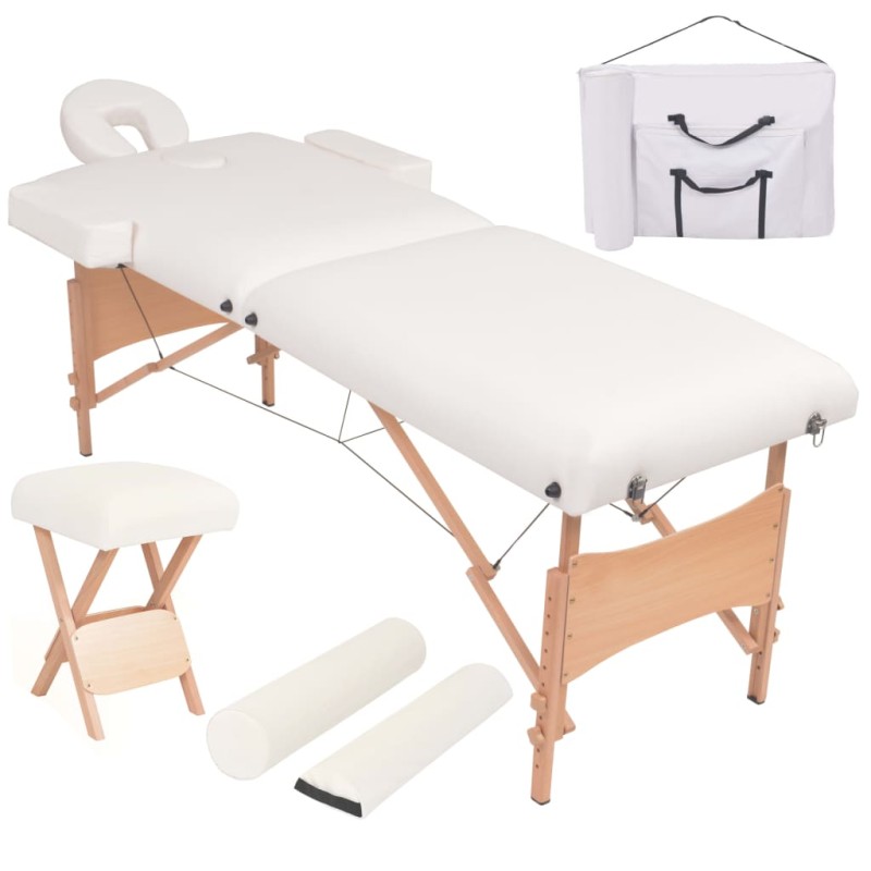 vidaXL Massageliege 2-Zonen mit Hocker Klappbar 10 cm Sitz Weiß vidaXL Massageliege 2-Zonen mit Hocker Klappbar 10 cm Sitz Weiß