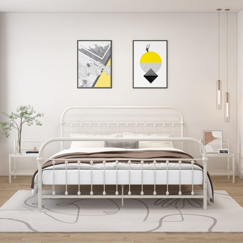 vidaXL Nachttische 2 Stk. Weiß Transparent Metall und Glas vidaXL Nachttische 2 Stk. Weiß Transparent Metall und Glas