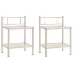 vidaXL Nachttische 2 Stk. Weiß Transparent Metall und Glas