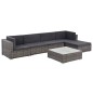 6-tlg. Garten-Lounge-Set mit Auflagen Poly Rattan Grau 6-tlg. Garten-Lounge-Set mit Auflagen Poly Rattan Grau