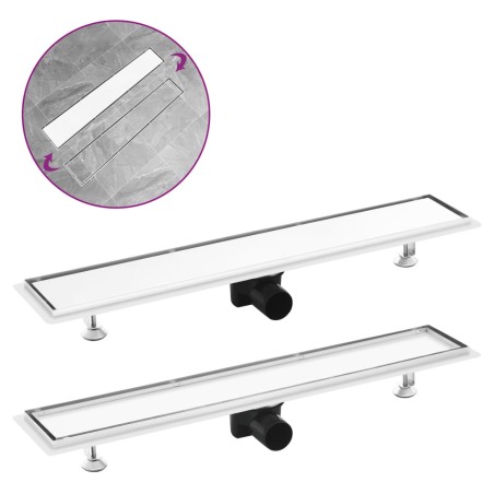 vidaXL Duschablauf 2-in-1 Abdeckung 73×14 cm Edelstahl 