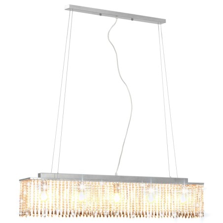 vidaXL Deckenleuchte mit Kristallperlen Silbern 104 cm E14 