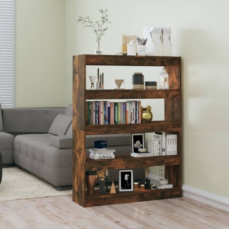 vidaXL Bücherregal/Raumteiler Räuchereiche 100×30×135 cm