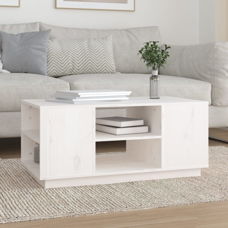 vidaXL Couchtisch Weiß 90x49x40,5 cm Massivholz Kiefer vidaXL Couchtisch Weiß 90x49x40,5 cm Massivholz Kiefer